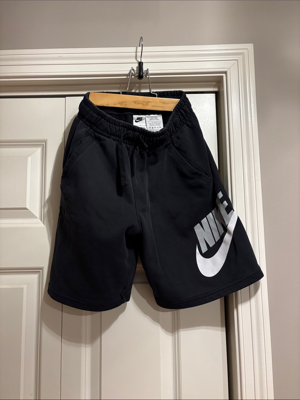 Nike Black Shorts with White Swoosh Logo